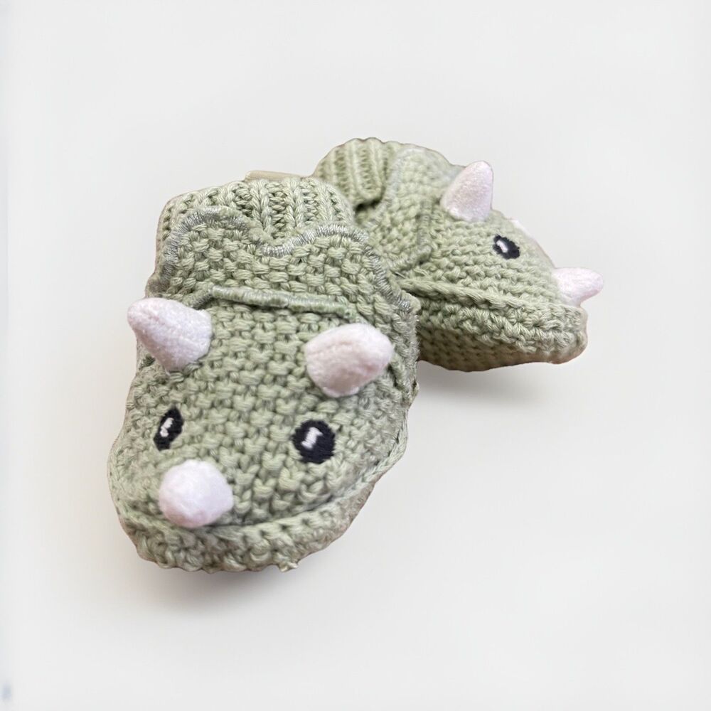 Carter's Just One You Green Knit Dinosaur Bootie Slippers Newborn Slip On